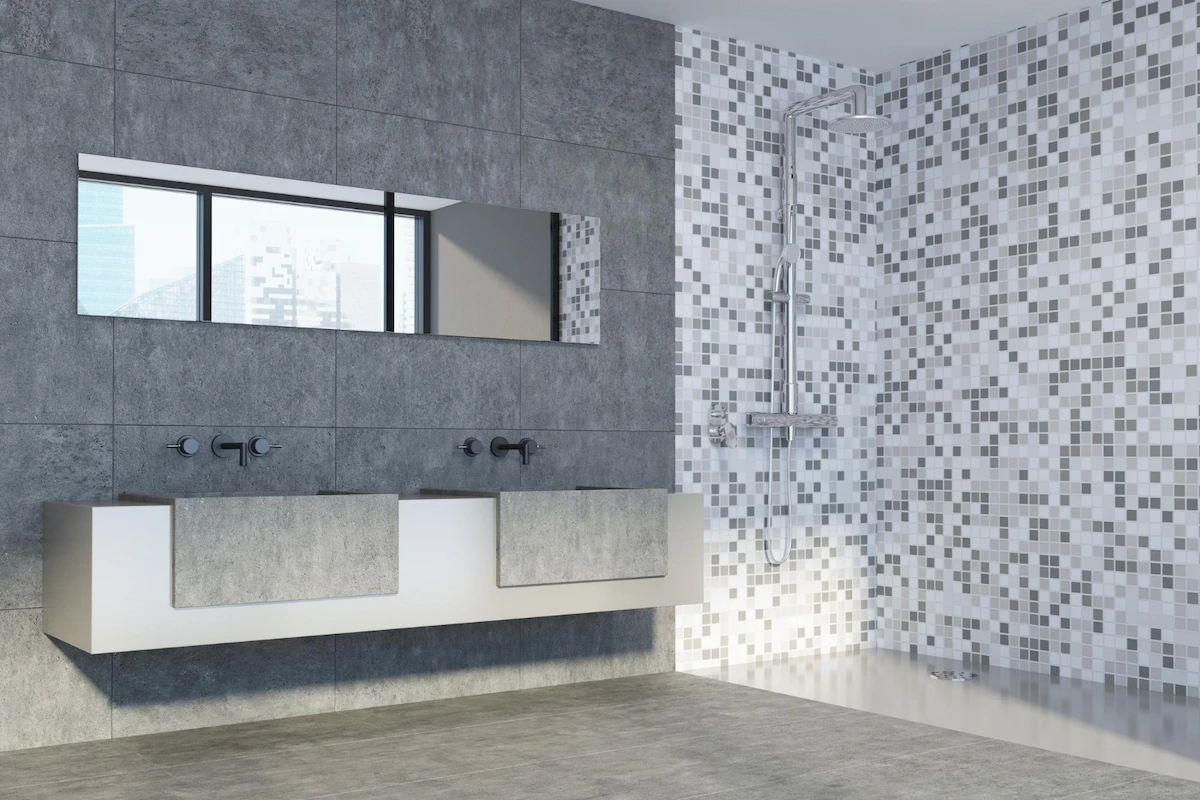 Pixel Patterned Industrial-Style Tiles